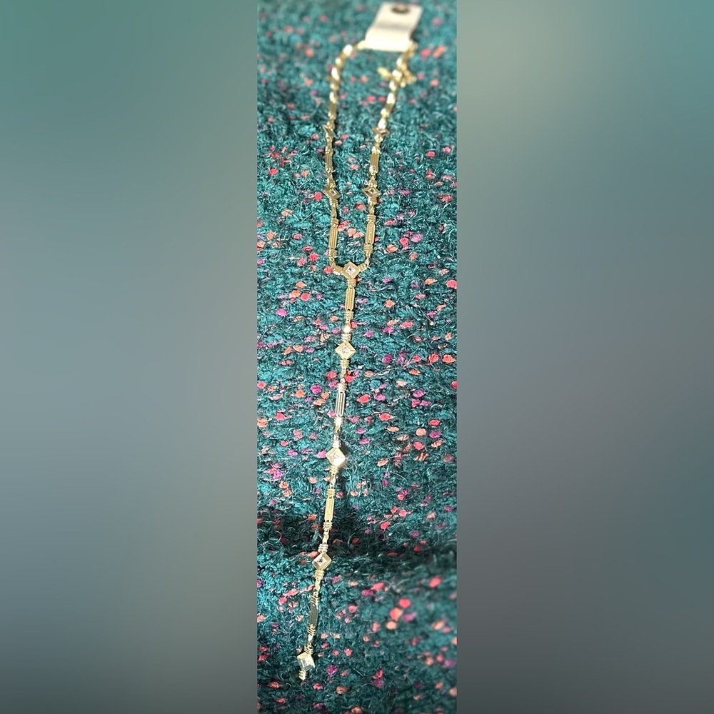 ‼️RARE‼️🎸ANTHROPOLOGIE🎸🔥NWT🔥Drippy Crystal Y-Neck Necklace 💫(very Art Deco)💫 - Picture 4 of 16